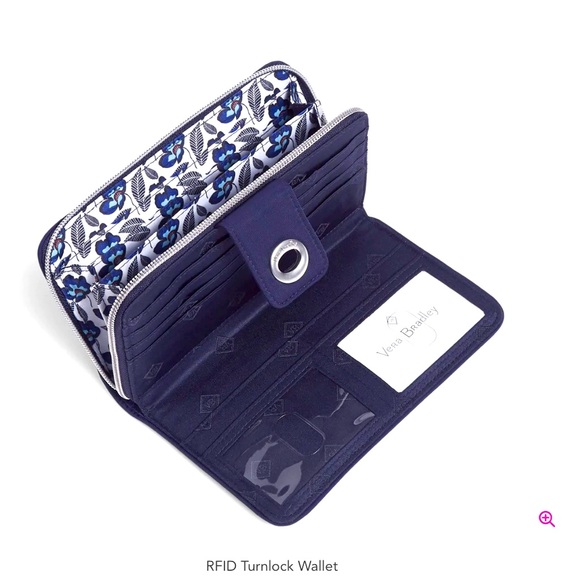 Vera Bradley Performance Twill RFID Turnlock Wallet Classic Navy NWT - Picture 2 of 10